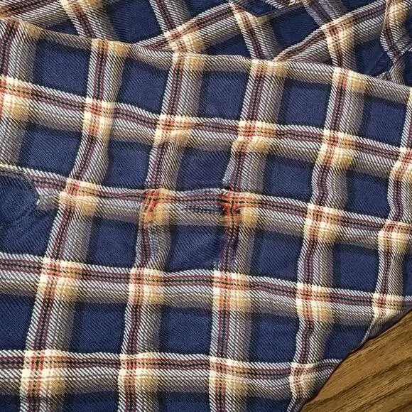 Pendleton Burnside Shirt Blue Plaid Cotton Long Sleeve Medium Flannel Pockets Xl - Picture 6 of 6